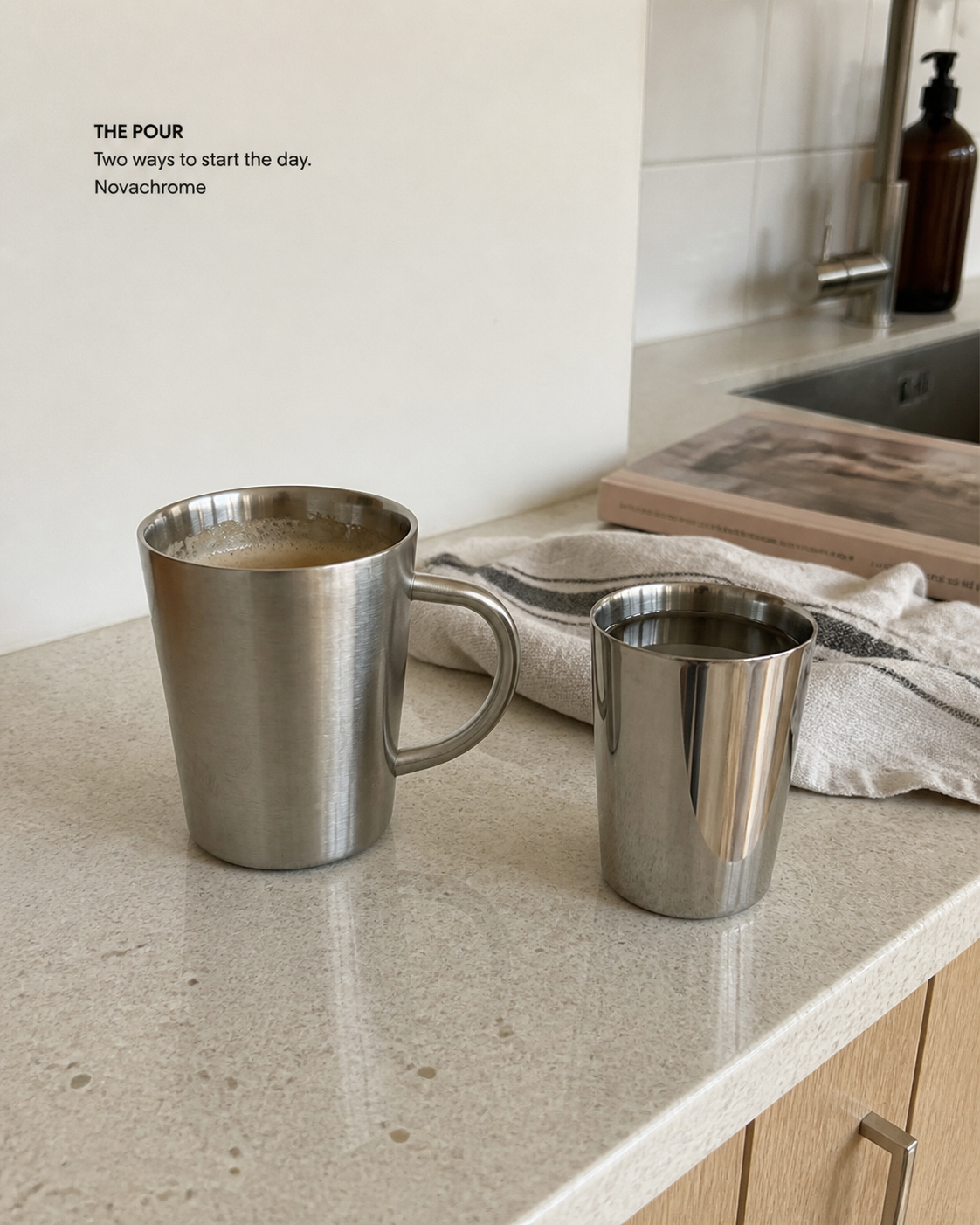Meridian Mug - Brushed Chrome Coffee Mug